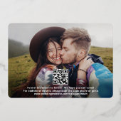 QR Code Retro Script 2 Foto Huwelijk Save the Date Folie Uitnodiging (Achterkant)