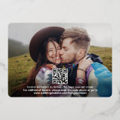 QR Code Retro Script 2 Fotobruiloft Opslaan Datum Folie Uitnodiging (Achterkant)