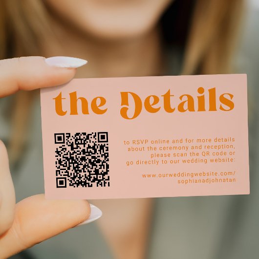 QR-code retro trouwdetails RSVP website Informatiekaartje