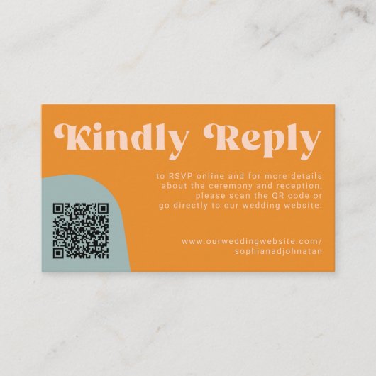 QR Code retro wedding budget online RSVP Informatiekaartje (Voorkant)