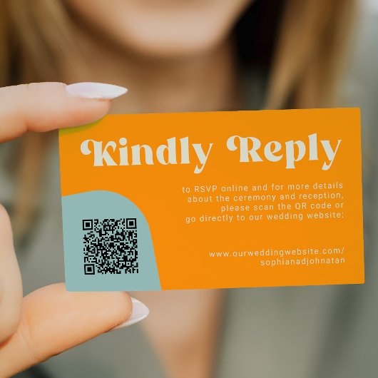 QR Code retro wedding budget online RSVP Informatiekaartje