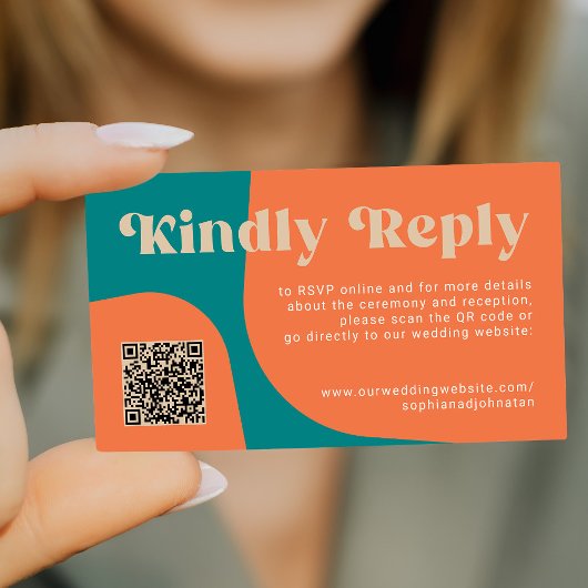 QR Code retro wedding budget online RSVP Informatiekaartje