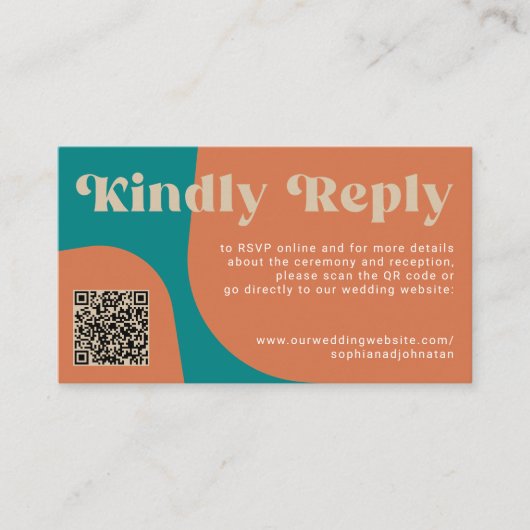 QR Code retro wedding budget online RSVP Informatiekaartje (Voorkant)