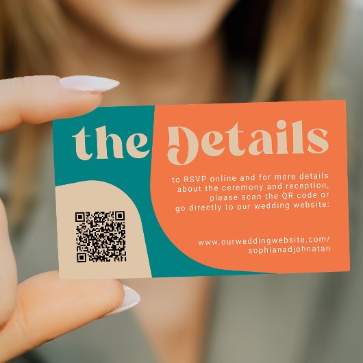 QR Code retro wedding details RSVP website Informatiekaartje