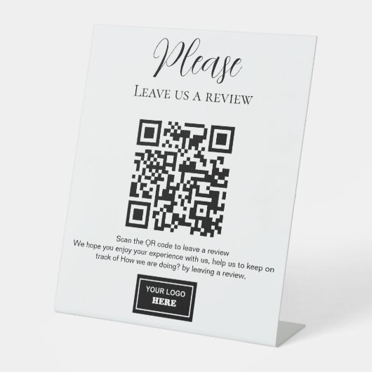QR code Review Scan Business Reclamebord Met Voetstuk (Voorkant)
