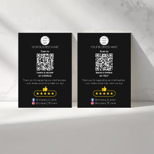 QR-code review van klein bedrijf GOOGLE en YELP Visitekaartje