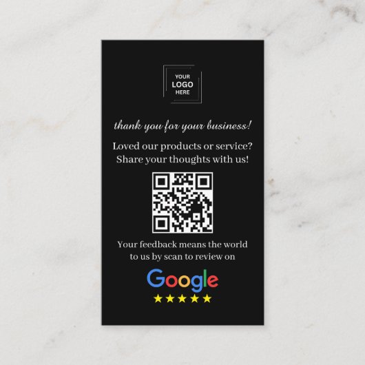 QR-code reviewlink Klantfeedbackstijl Visitekaartje (Voorkant)