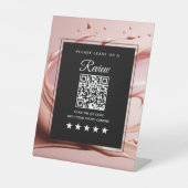 Qr Code Reviews Pink Blush Salon Reclamebord Met Voetstuk (Voorkant)
