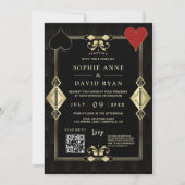 QR-code Roaring 20s Gold Art Deco Wedding Kaart (Voorkant)