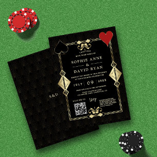 QR-code Roaring 20s Gold Art Deco Wedding Kaart