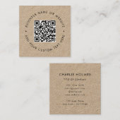 QR-code | Robuust Kraft Moderne Minimale Beroeps Vierkante Visitekaartje (Voorkant / Achterkant)