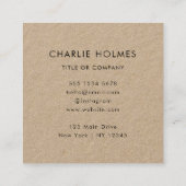 QR-code | Robuust Kraft Moderne Minimale Beroeps Vierkante Visitekaartje (Achterkant)