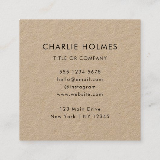 QR-code | Robuust Kraft Moderne Minimale Beroeps Vierkante Visitekaartje (Achterkant)