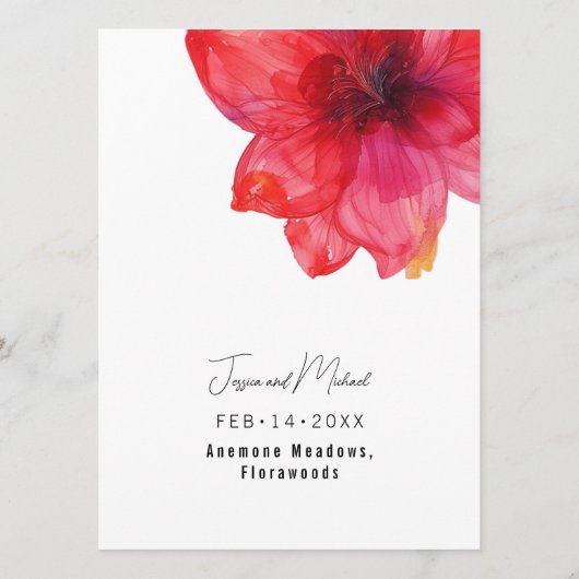 QR code Rode Anemone Dreamscape Bruiloft Menu (Achterkant)