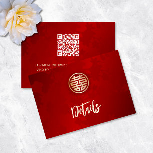 QR-code Rode Chinese bruiloft details Informatiekaartje