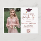 qr code rode foto sparen het datumafstuderen aankondigingskaart (Voorkant)