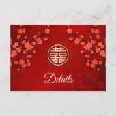 QR-code | Rode Kersenbloesem Chinese bruiloft Informatiekaartje (Voorkant)