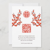 QR-code | rode kersenbloesem | Chinese bruiloft Kaart (Achterkant)