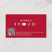 QR-code rode moderne schoonheidsinvloeder  Visitekaartje (Achterkant)