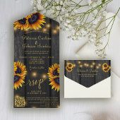 QR-code roestig goud zonnebloem schuur houten brui All In One Uitnodiging