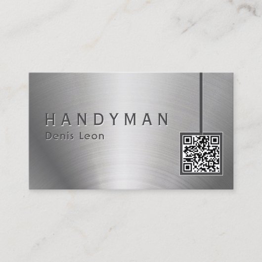 QR Code Roestvrij staal Handyman Visitekaartje (Voorkant)