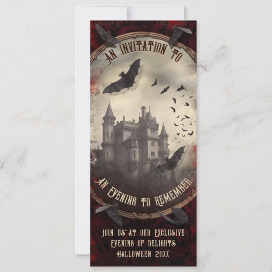 QR Code Romantisch  Vampier Kasteel Halloween Kaart (Voorkant)