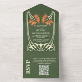 QR Code Romantische Art Nouveau Bruiloft All In One Uitnodiging (Binnen)