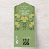 QR-code Romantische Art Nouveau-huwelijk All In One Uitnodiging (Binnen)
