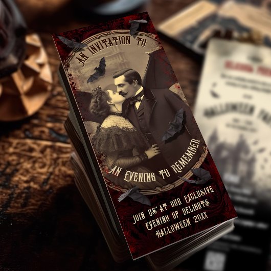 QR Code Romantische  Vampier Dracula Halloween Kaart