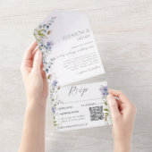QR-code Romantische wilde bloem All In One Uitnodiging (Afscheurbaar)