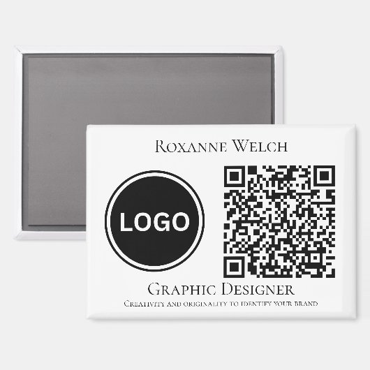 QR code Ronde Logo Bedrijf Groot Magneet (Voorkant / Achterkant)