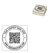 QR Code Ronde Rubber Stempel met Jouw naam Website (Gestempeld)