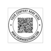 QR Code Ronde Rubber Stempel met Jouw naam Website (Afrduk)