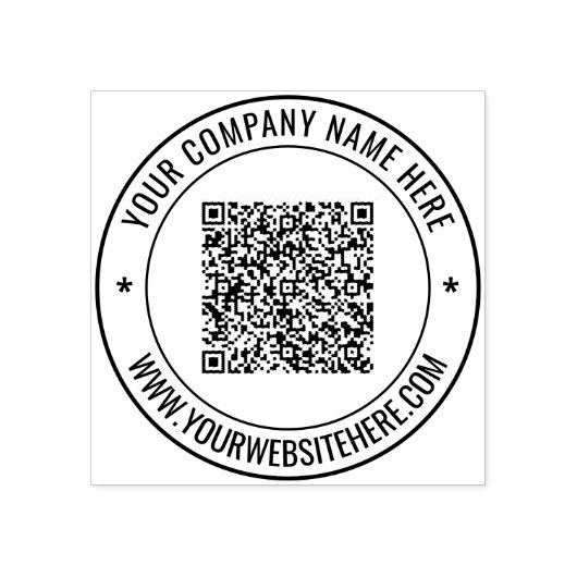 QR Code Ronde Rubber Stempel met Jouw naam Website (Afrduk)