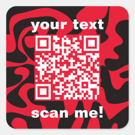 QR Code Rood en Zwart Helder Modern Vierkante Sticker