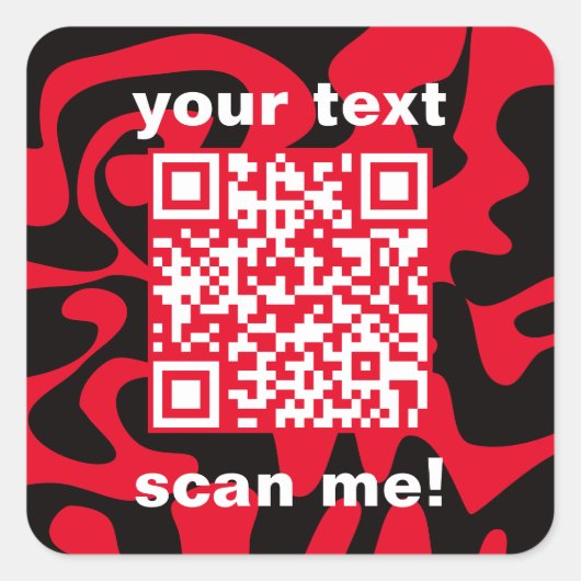 QR Code Rood en Zwart Helder Modern Vierkante Sticker (Voorkant)