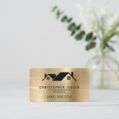 QR Code Roofing Black Gold Metallic Rounded Visitekaartje (Staand voorkant)