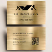 QR Code Roofing Business Black Gold Metallic Visitekaartje