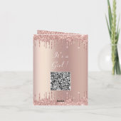 QR Code Roos Blush Baby Girl Shower Kaart (Achterkant)