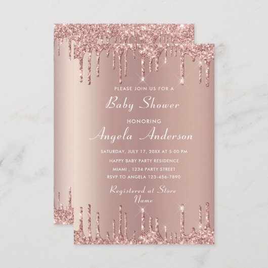 QR Code Roos Gold Baby Girl Shower (Voorkant / Achterkant)