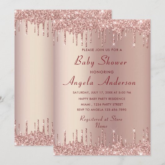 QR Code Roos Gold Baby Girl Shower (Voorkant / Achterkant)