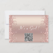 QR Code Roos Gold Baby Girl Shower Kaart (Achterkant)