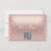 QR Code Roos Gold Baby Shower Uitnodiging (Achterkant)