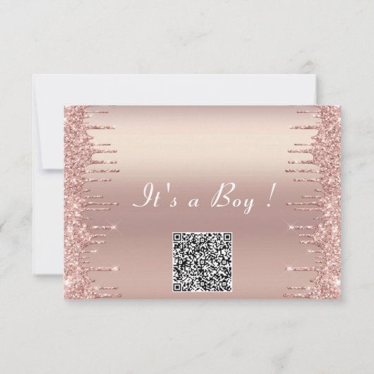 QR Code Roos Gold Baby Shower Uitnodiging (Achterkant)