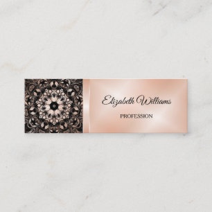 QR-code Roos Gold Black Floral Mandala Mini Visitekaartje