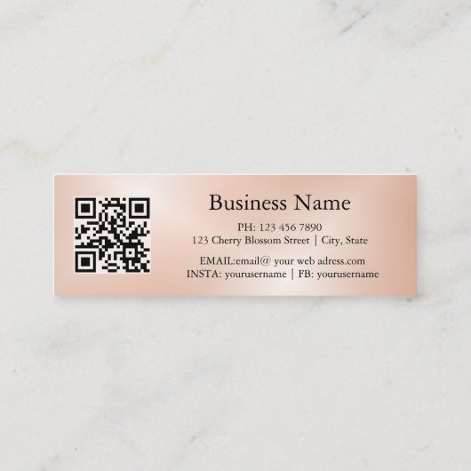 QR-code | Roos Gold Black Floral Mandala Mini Visitekaartje (Achterkant)