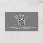 QR Code Roos Gold Cupcake Glitter Drip Bakery Chef Visitekaartje (Achterkant)