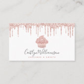 QR Code Roos Gold Cupcake Glitter Drip Bakery Chef Visitekaartje (Voorkant)