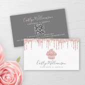 QR Code Roos Gold Cupcake Glitter Drip Bakery Chef Visitekaartje