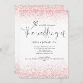 QR Code Roos Goud Glitter Borders Bruiloft Kaart (Voorkant / Achterkant)